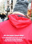 rote Jacke mit Aufschrift "Wir sind gegen Gewalt tätig" (&copy; Stadt Köln)