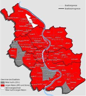 Stimmenmehrheit in den 86 Kölner Stadtteilen (&copy; Stadt Köln)