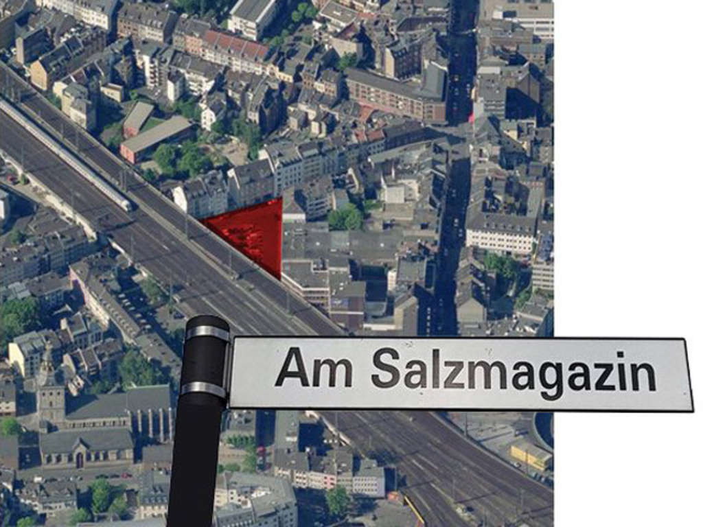 Luftaufnahme des zukünftigen Quartiersplatzes Am Salzmagazin mit