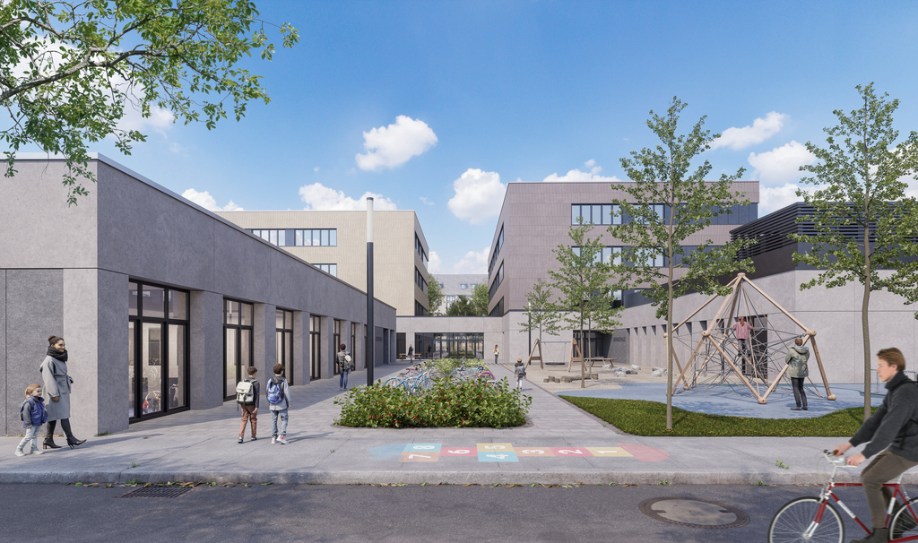 Neubau Schulstandort Albermannstraße Außenansicht I
