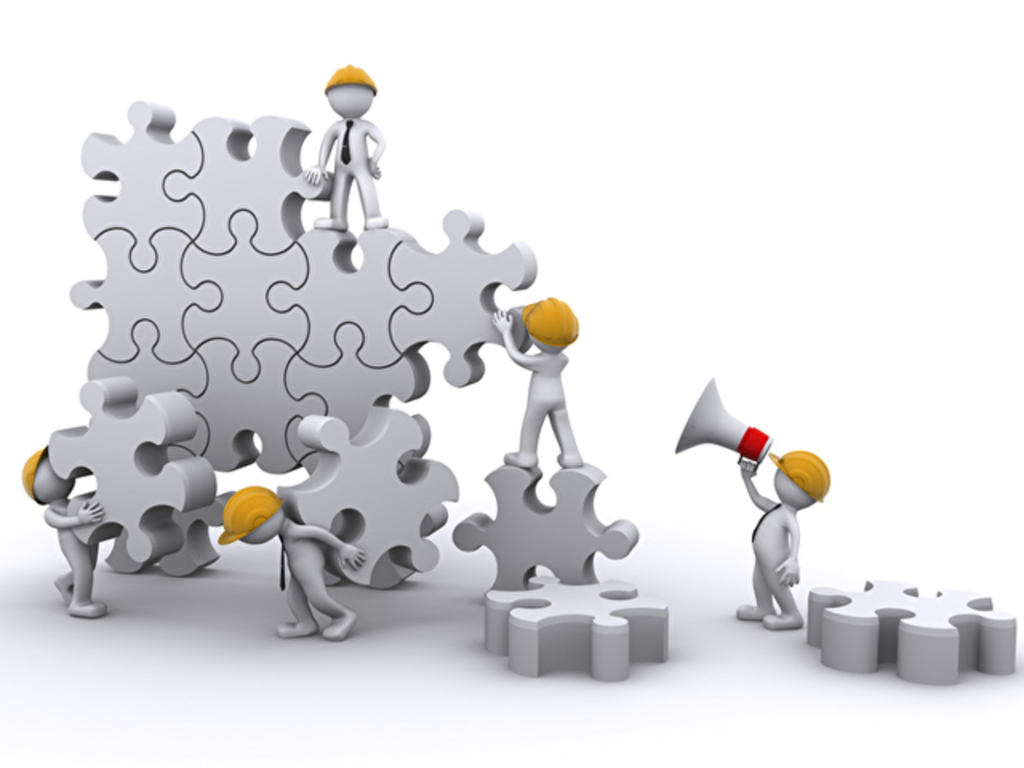 Puzzle-Bild Baustelle mit kleinen Figuren