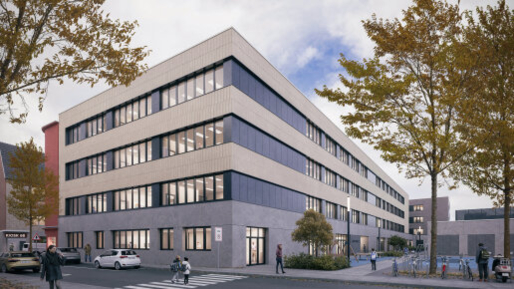 Neubau Schulstandort Albermannstraße Außenansicht II, Link auf Drei neue Schulgebäude für Kalk - Stadt Köln