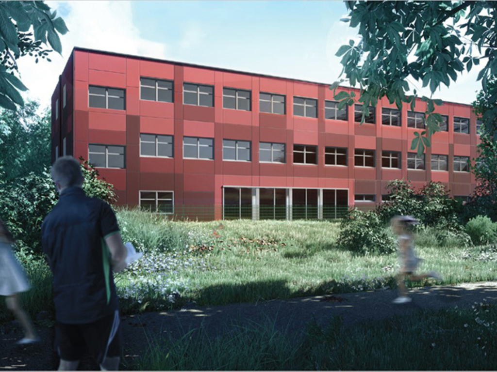 Visualisierung der Interimsgrundschule Venloer Wall in Modulbauweise