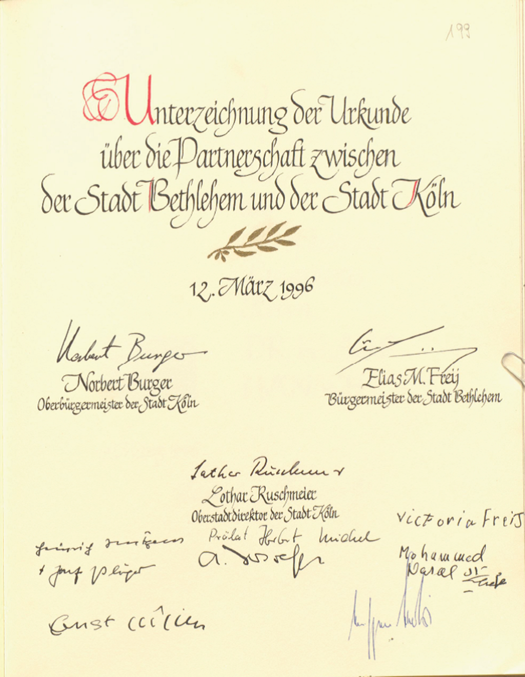 Gründung Eintrag Goldenes Buch