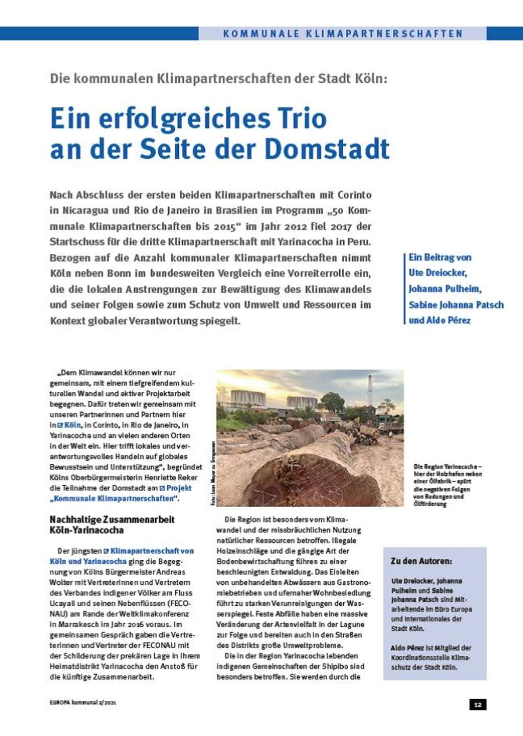 Screenshot aus dem Artikel "Ein erfolgreiches Trio an der Seite der Domstadt" 