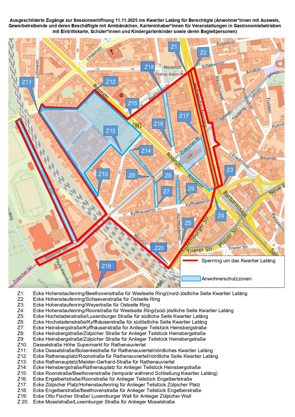 Karte Zülpicher Viertel für Anwohnende