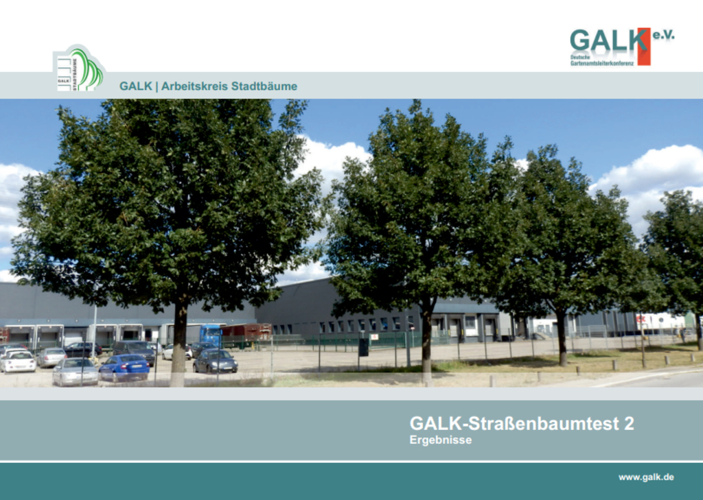 Ein Parkplatz mit Bäumen davor