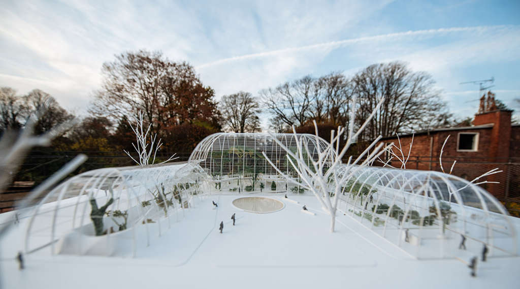 Modell der Schaugewächshäuser