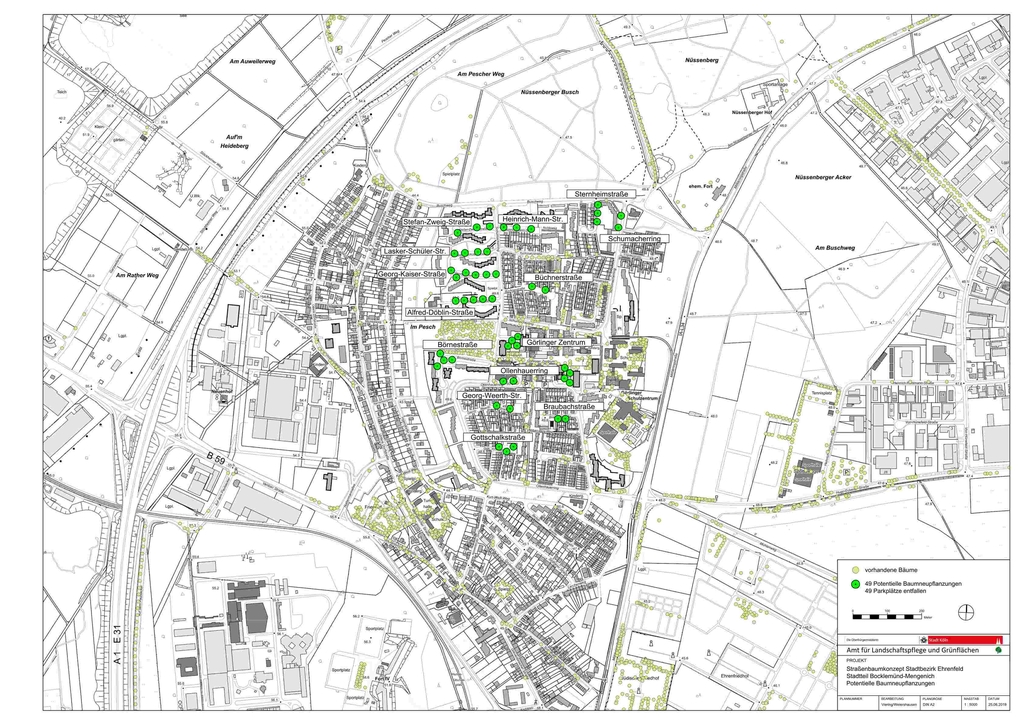 Karte Straßenbaumkonzept