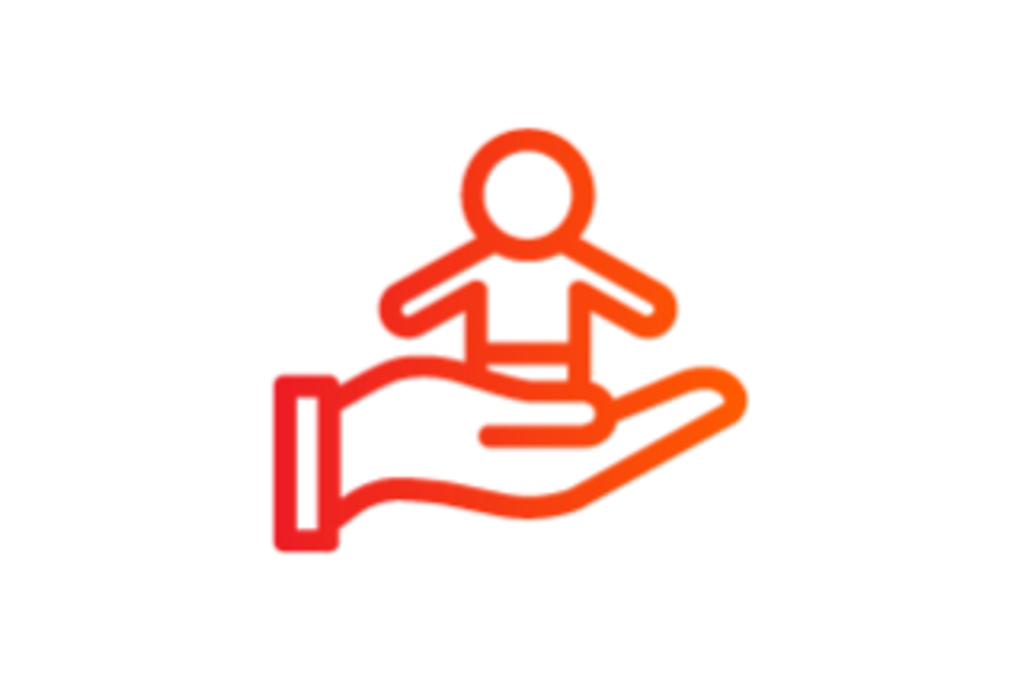 Grafik Kinderbetreuung: Kind in schützender Hand, Link auf Kinderbetreuung in Köln