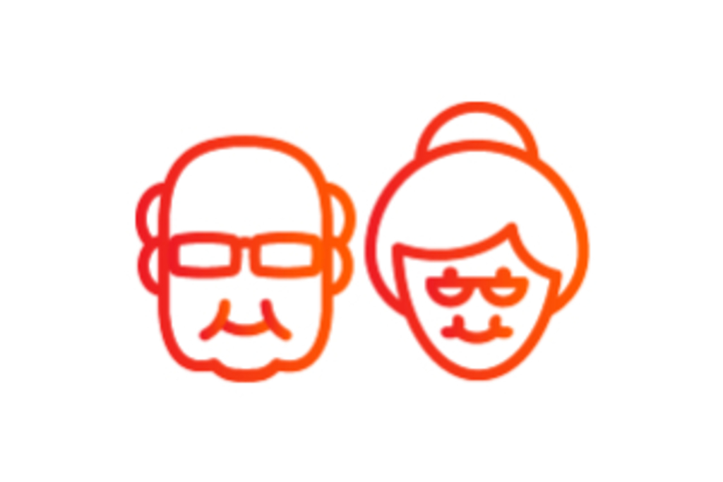 Icon Gesichter zweier Senior*innen, Link auf Seniorenvertreter*innen in den Kölner Stadtbezirken von 2022 bis 2026