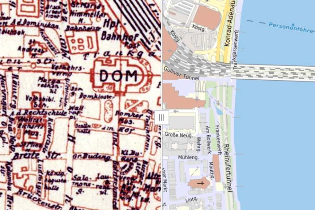 Abb Stadtkartenvergleich, Link auf Köln im Wandel - Historische Stadtkarten