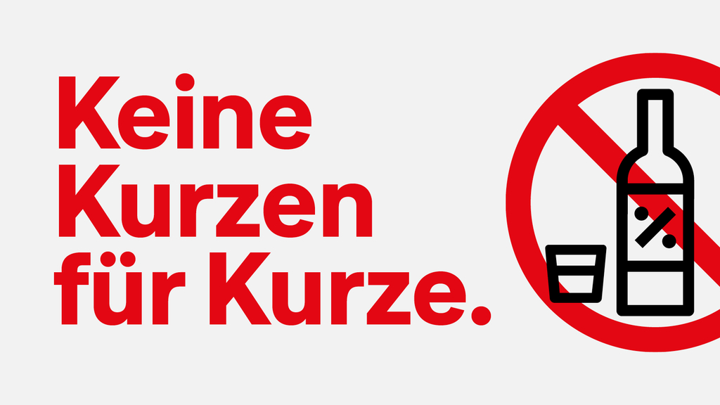 Signet einer durchgestrichenen Flasche und dem Schriftzug Keine Kurzen für Kurze., Link auf Keine Kurzen für Kurze - Stadt Köln
