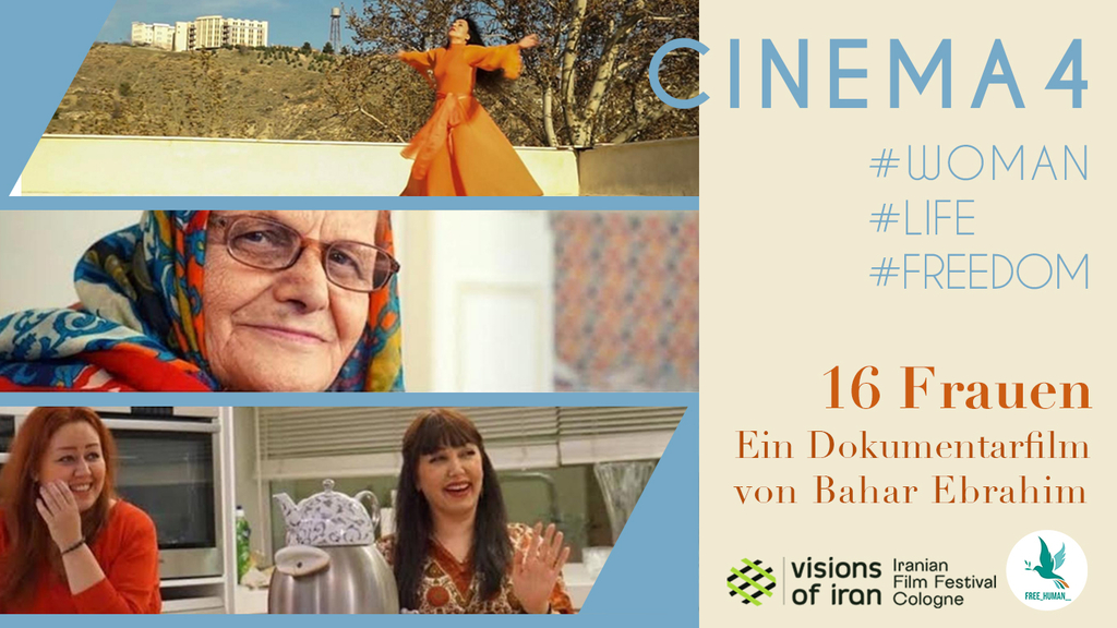 Filmcover "Cinema4 Woman Life Freedom". Abgebildet sind unterschiedliche Frauen
