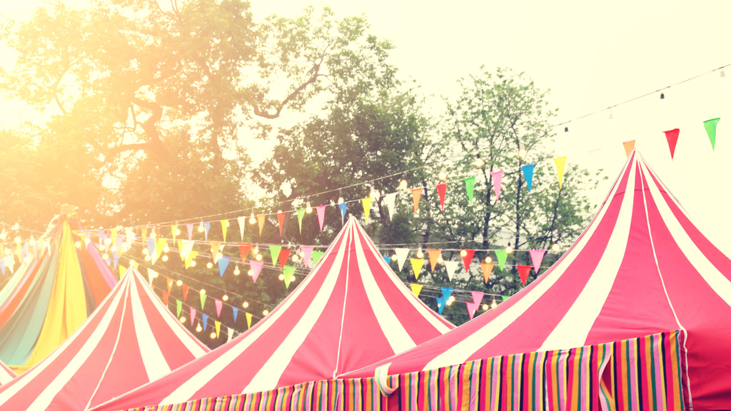 Weekend Market Festival with Colorful Decoration Retro Filter Effect