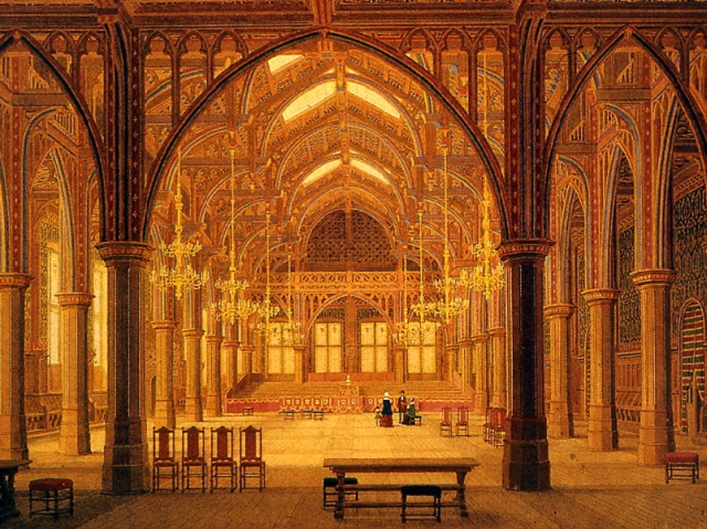 Gürzenich zu Köln, Tanzsaal, Foto eines Gemäldes aus dem 19. Jahrhundert