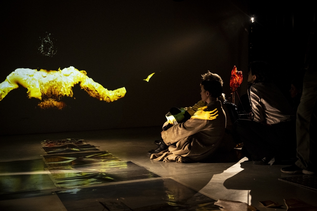 Foto von einer Videoinstallation auf der Ausstellung