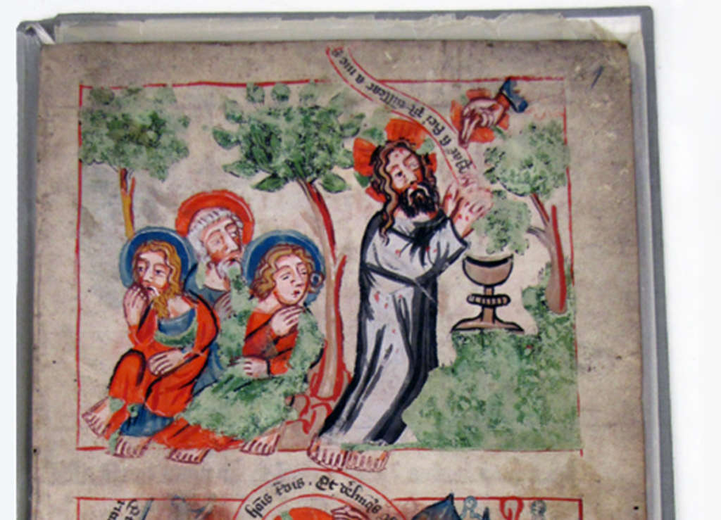 Miniatur aus einer mittelalterlichen Handschrift "Picturae sacrae", 2. Hälfte des 14. Jahrhunderts - Detail