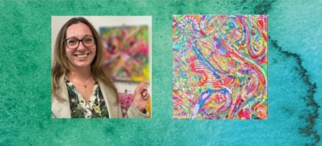 Bildcollage mit einem Bilder der Künstlerin Emilia Alwardt und einem Kunstwerk der Künstlerin