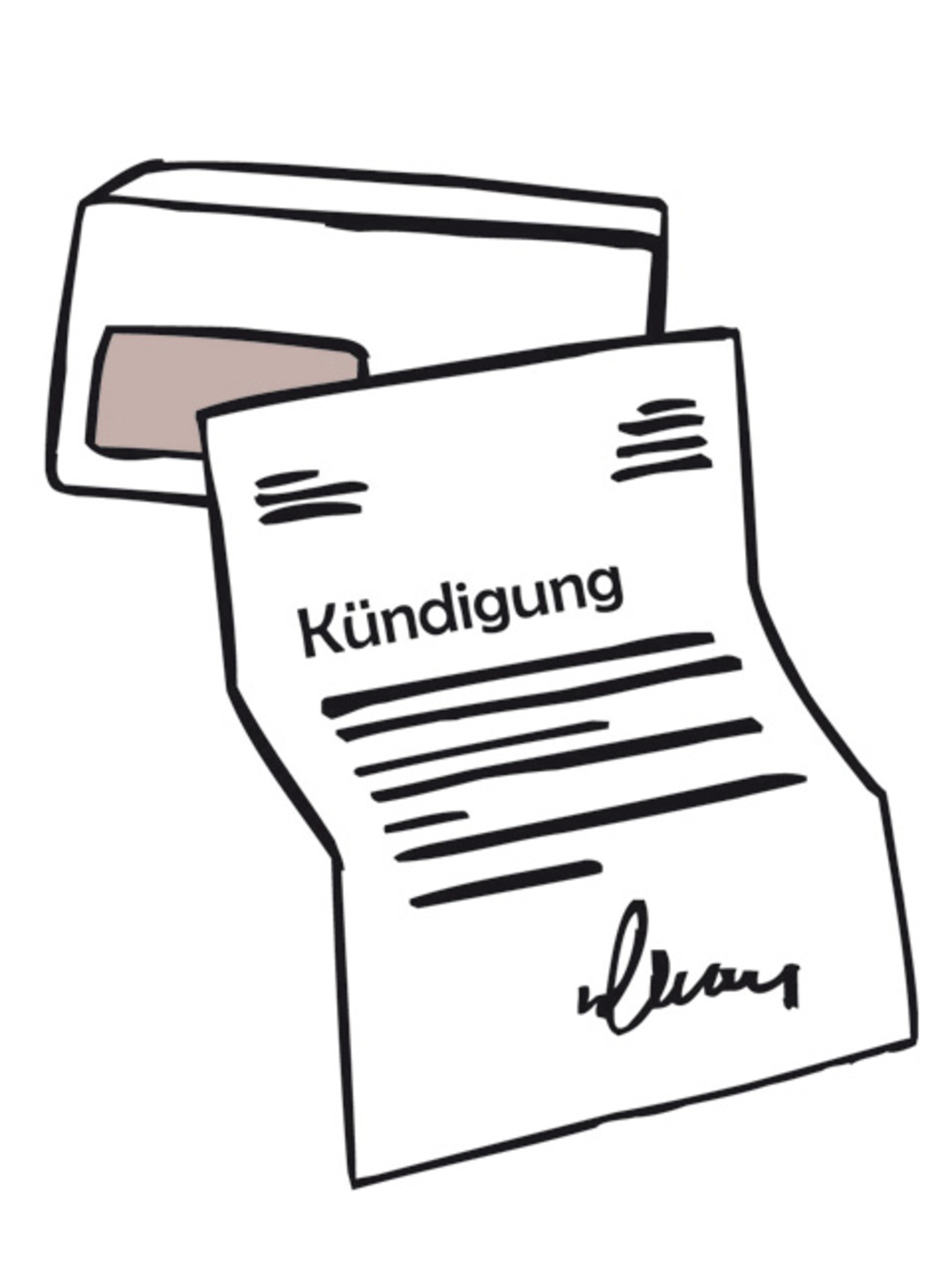 Ein Kündigungs-Schreiben mit einem Brief-Umschlag.