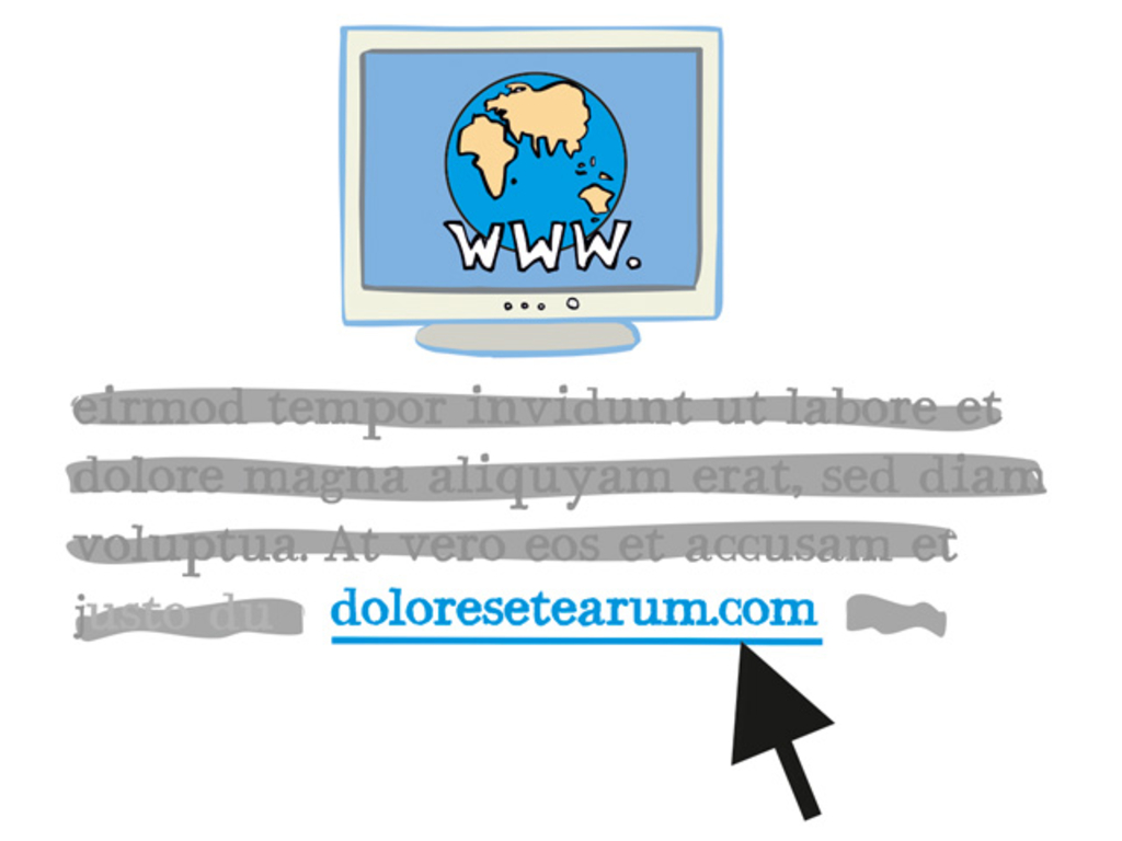 Ein Link zum Anklicken. Im Hintergrund ist ein Computer.