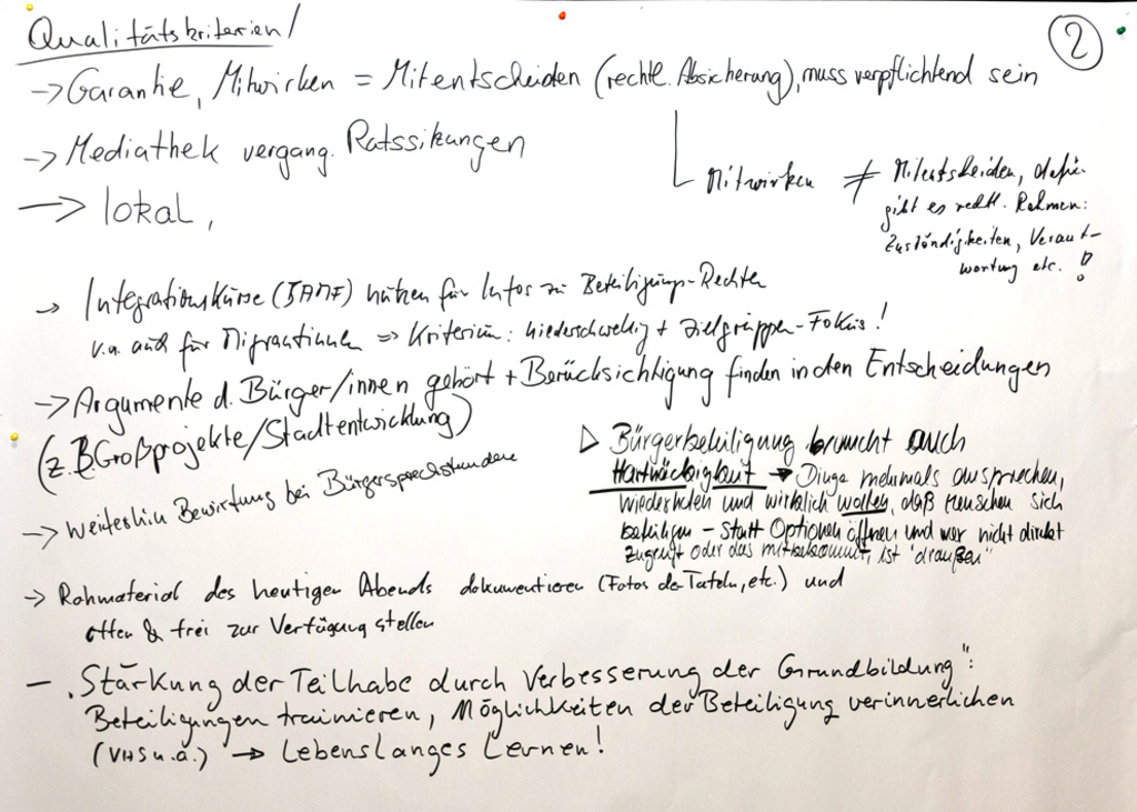 Stellwand mit aufgeschriebenen Ideen