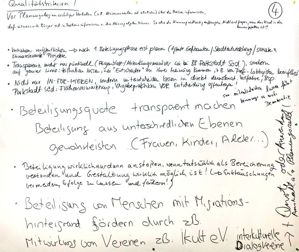 Stellwand mit aufgeschriebenen Ideen