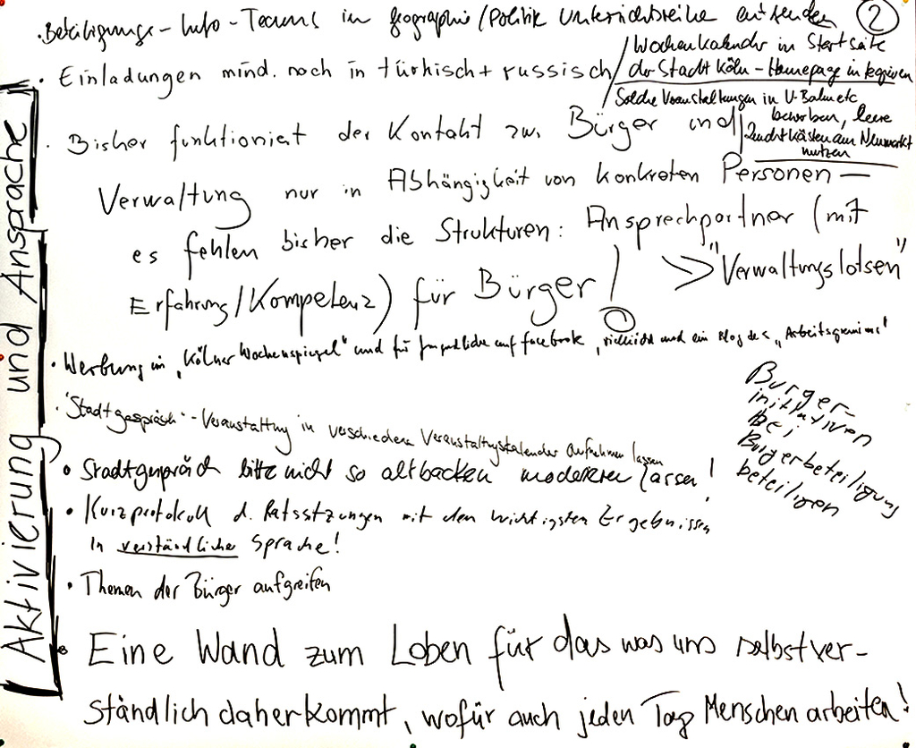 Stellwände mit aufgeschriebenen Ideen