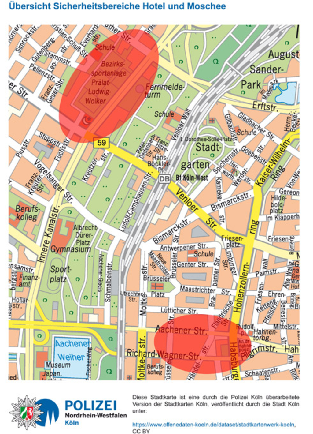 Übersicht Sicherheitsbereiche Hotel und Moschee