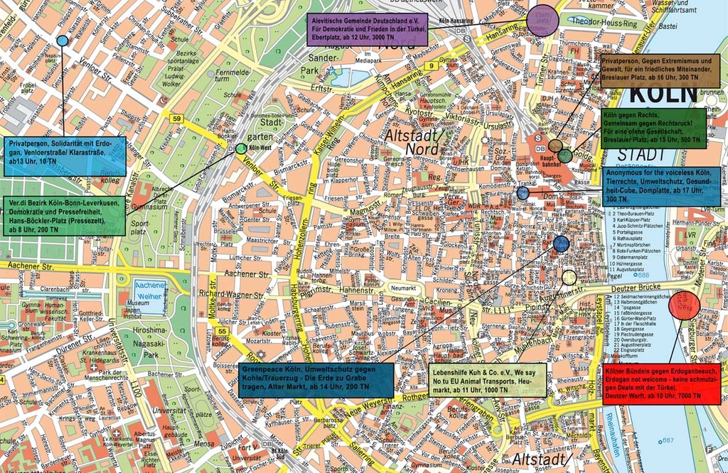 Übersicht der angemeldeten Versammlungen