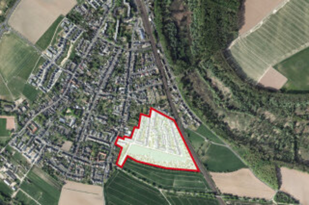 Luftbild Geltungsbereich des Bauleitplanverfahrens Südlich Baptiststraße in Köln-Roggendorf/Thenhoven, Link auf Bebauungspläne