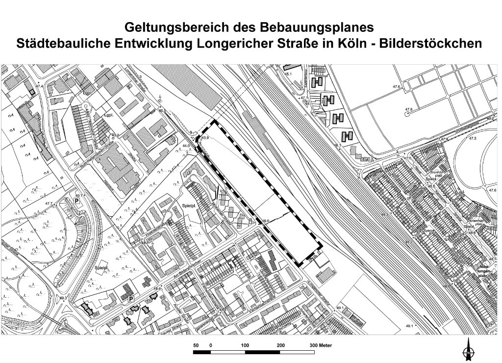 Geltungsbereich Bebauungsplan Longericher Straße