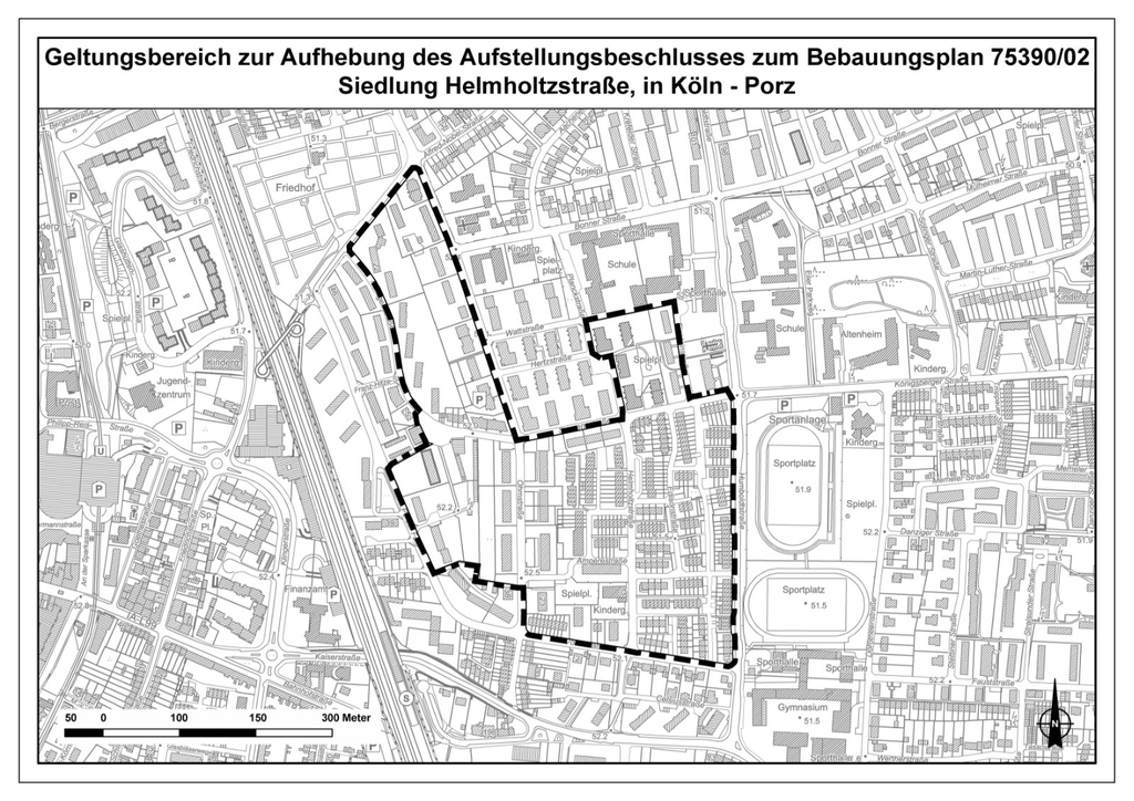 Geltungsbereich Siedlung Helmholtzstraße in Köln-Porz