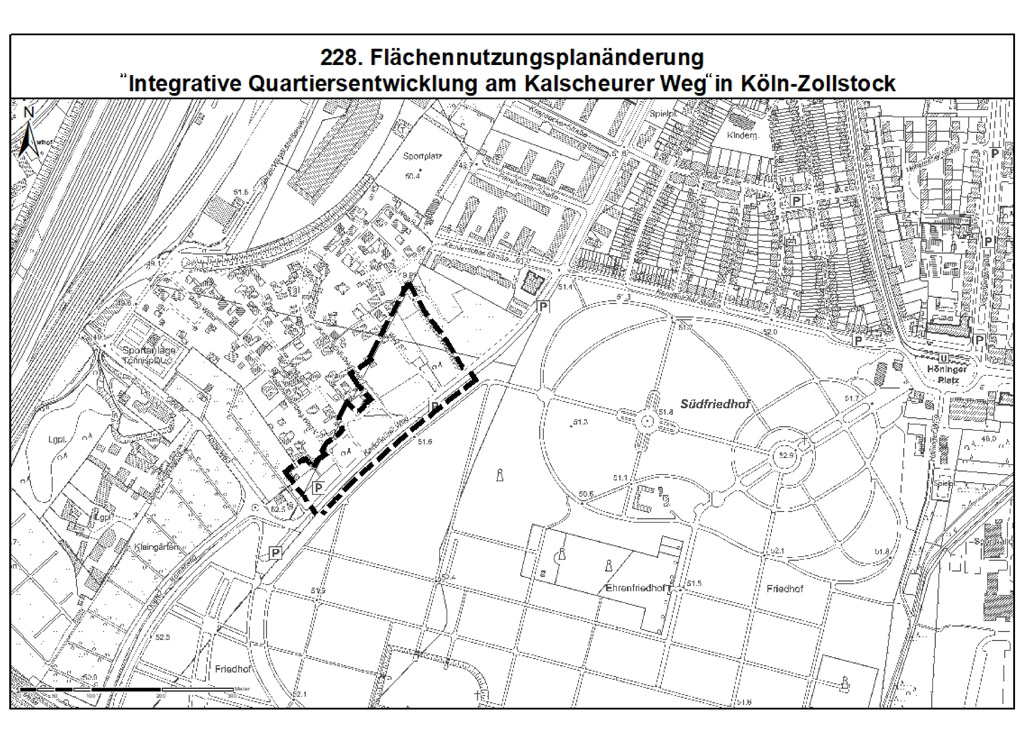 Geltungsbereich der 228. Änderung des Flächennutzungsplans, Integrative Quartiersentwicklung am Kalscheurer Weg in Köln-Zollstock