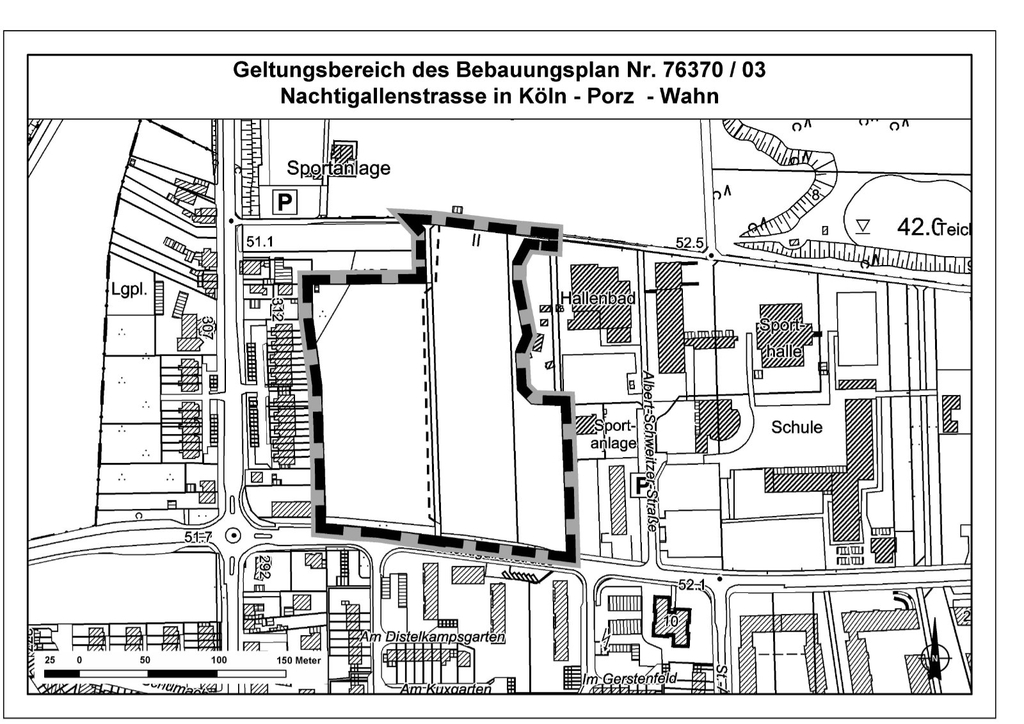 Geltungsbereich des Bebauungsplanverfahrens Nachtigallenstraße in Köln/Porz-Wahn
