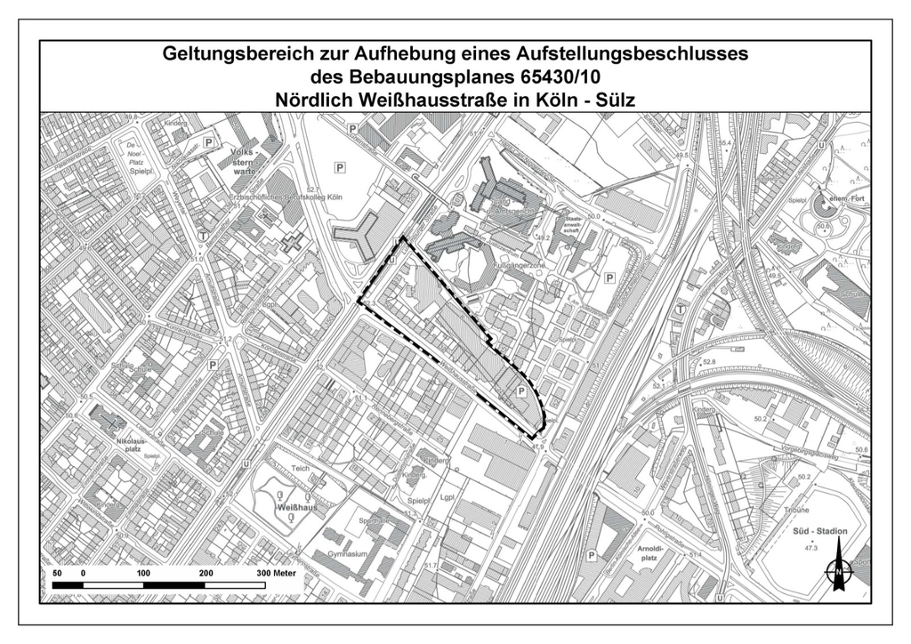 Geltungsbereich Nördlich Weißhausstraße zur Aufhebung eines Aufstellungsbeschlusses