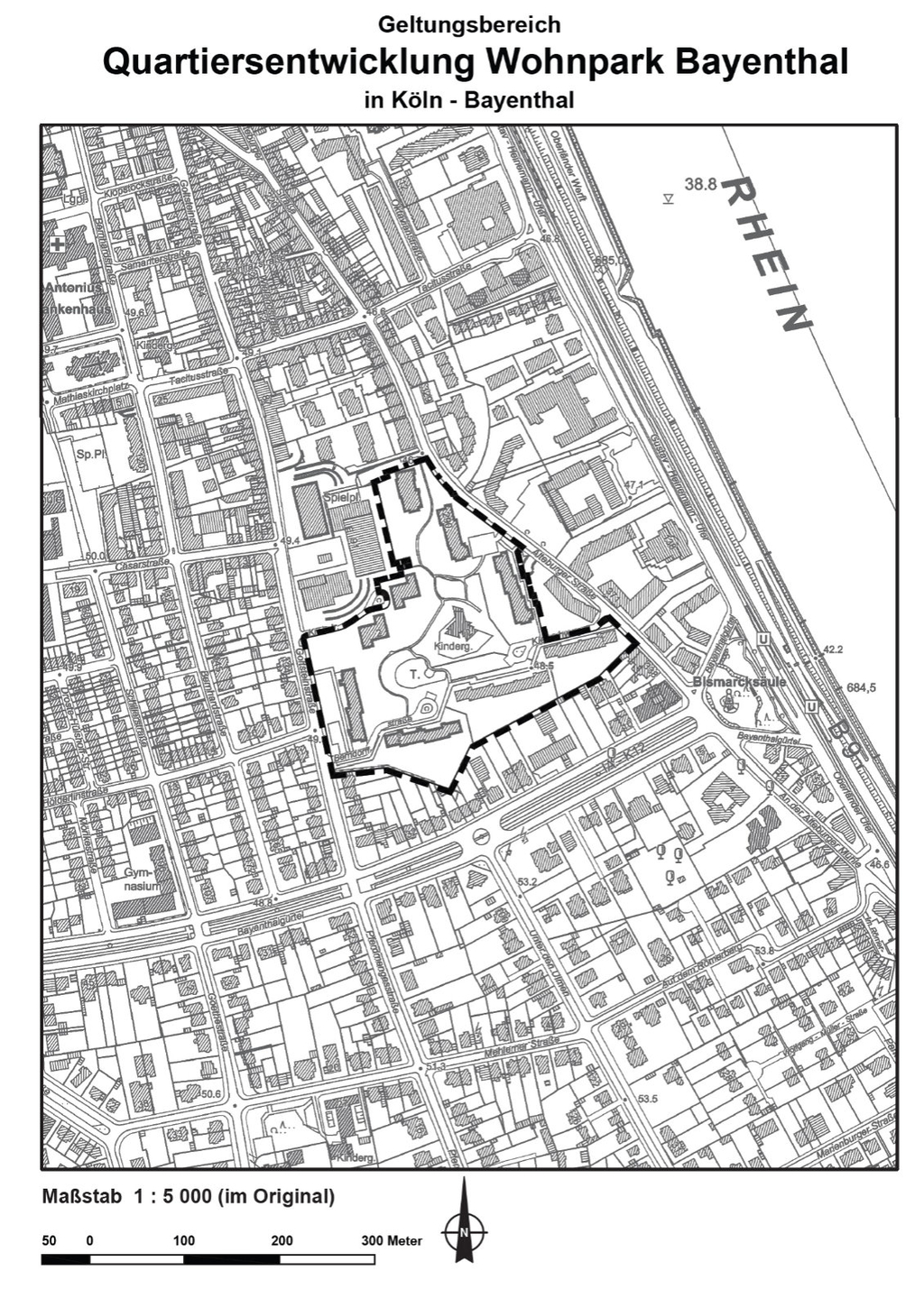 Geltungsbereich Bebauungsplanentwurf Quartiersentwicklung Wohnpark Bayenthal