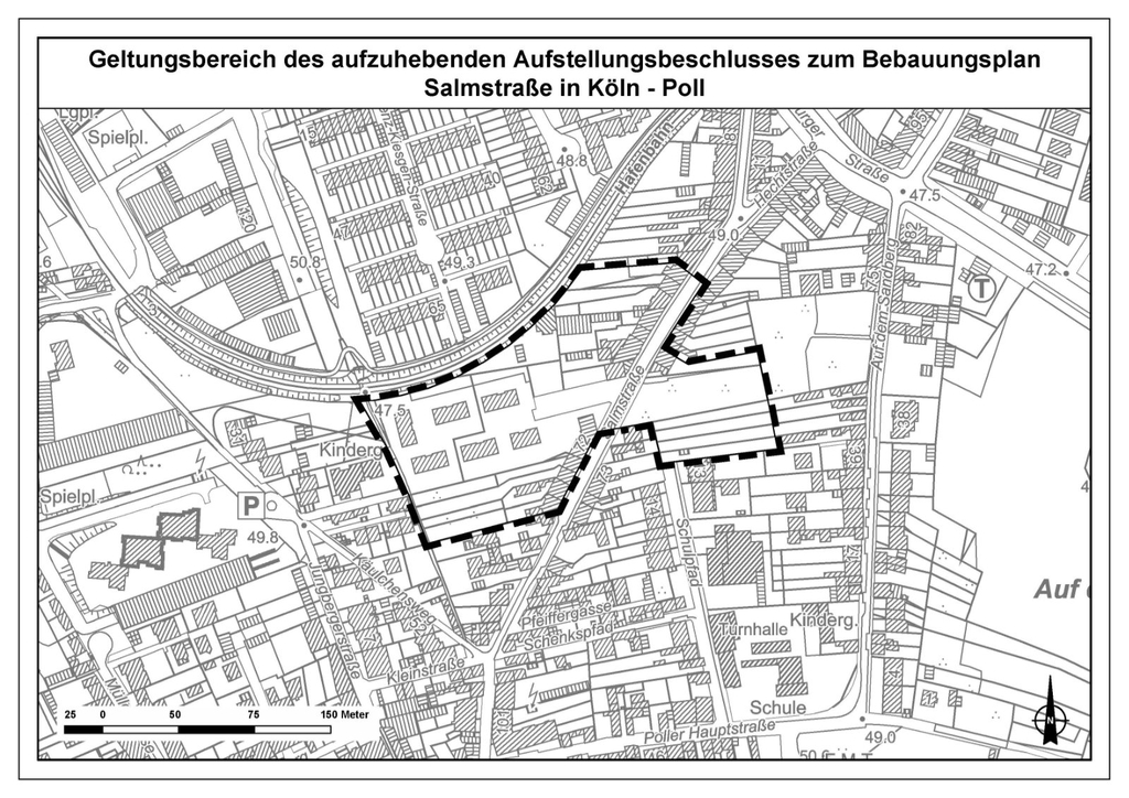 Geltungsbereich Aufhebung des Bebauungsplans Salmstraße in Köln-Poll