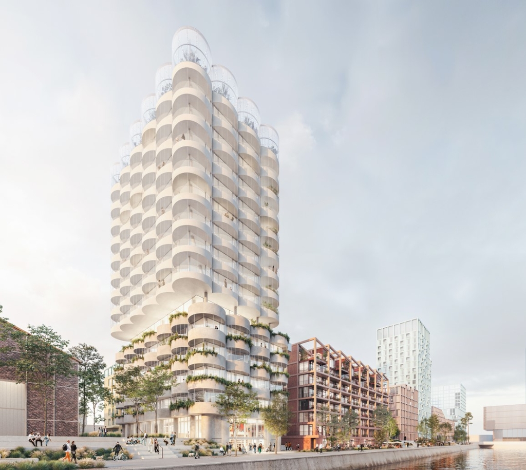 Perspektive mit Blick auf den Hochpunkt an der nordwestlichen Ecke