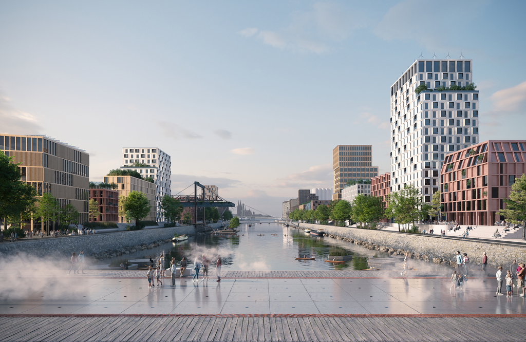 Rendering des Brückenkopfes am Deutzer Hafen