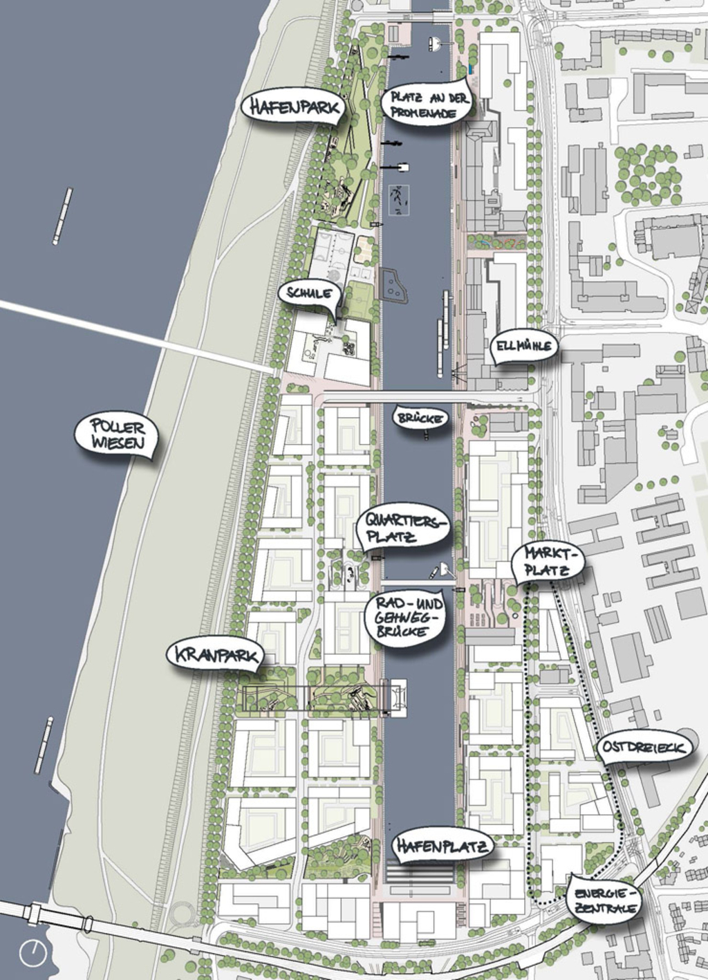 Lageplan mit Anordnung der geplanten Bereiche