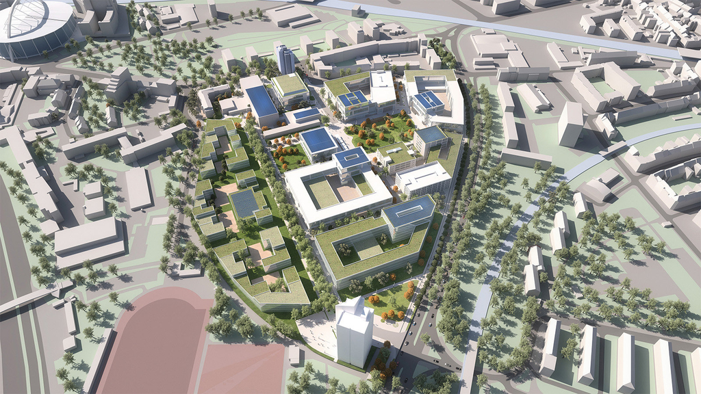 Grafische Darstellung des Campus Deutz aus der Vogelperspektive