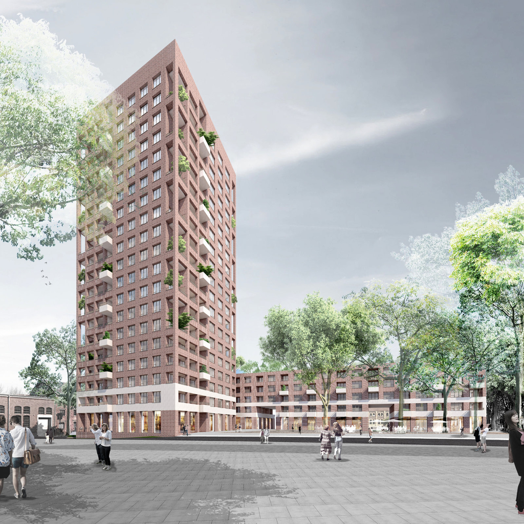 Visualisierung Hochhaus am  Eingang ins Plangebiet