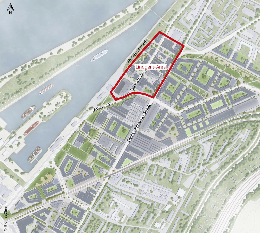 Lageplan des Lindgens-Areals im Mülheimer Süden