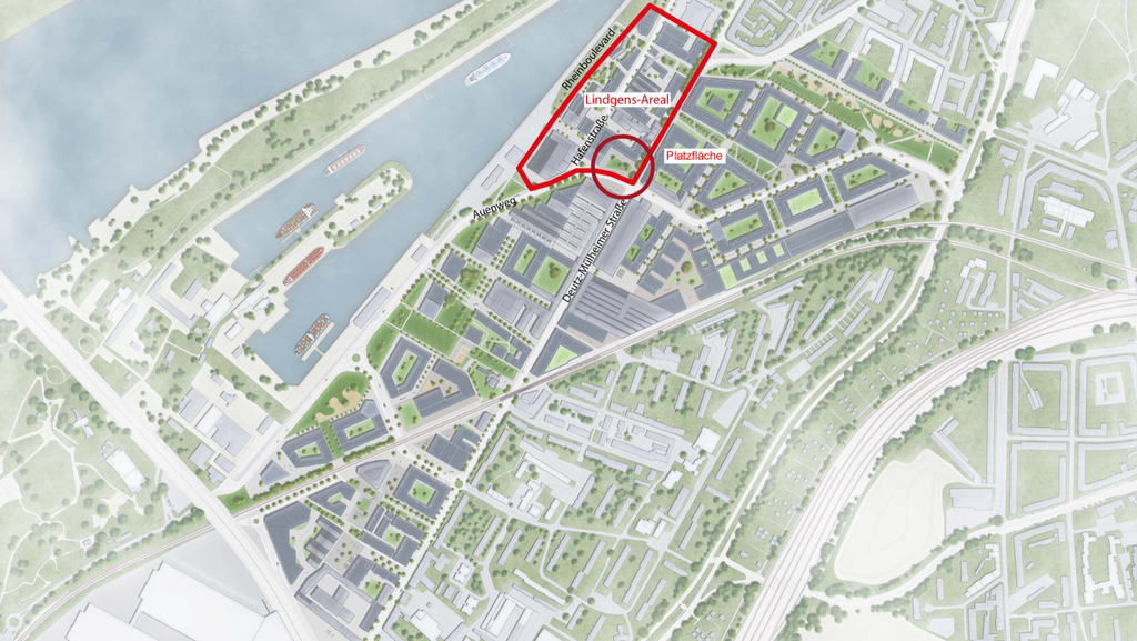 Grafische Darstellung der geplanten Platzfläche am Lindgens-Are