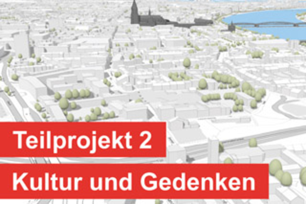Ausschnitt Kölner Stadtmodell von oben, Link auf Kultur und Gedenken Waidmarkt