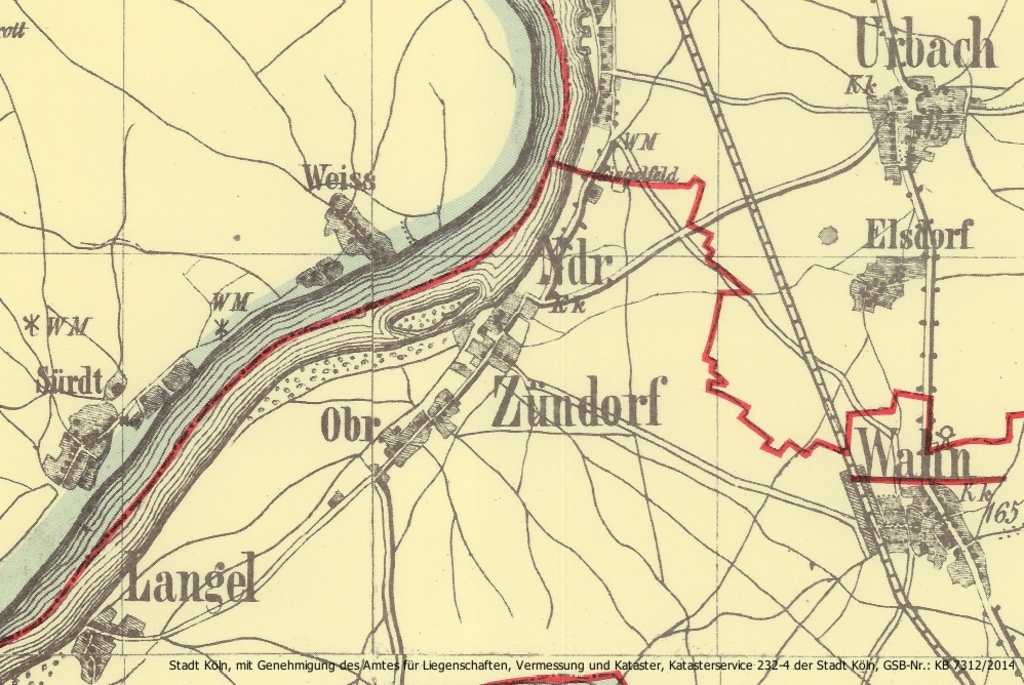 Zündorf Süd Alte Karte Von Zündorf Und Umgebung