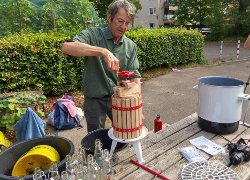 Die Trauben werden gepresst