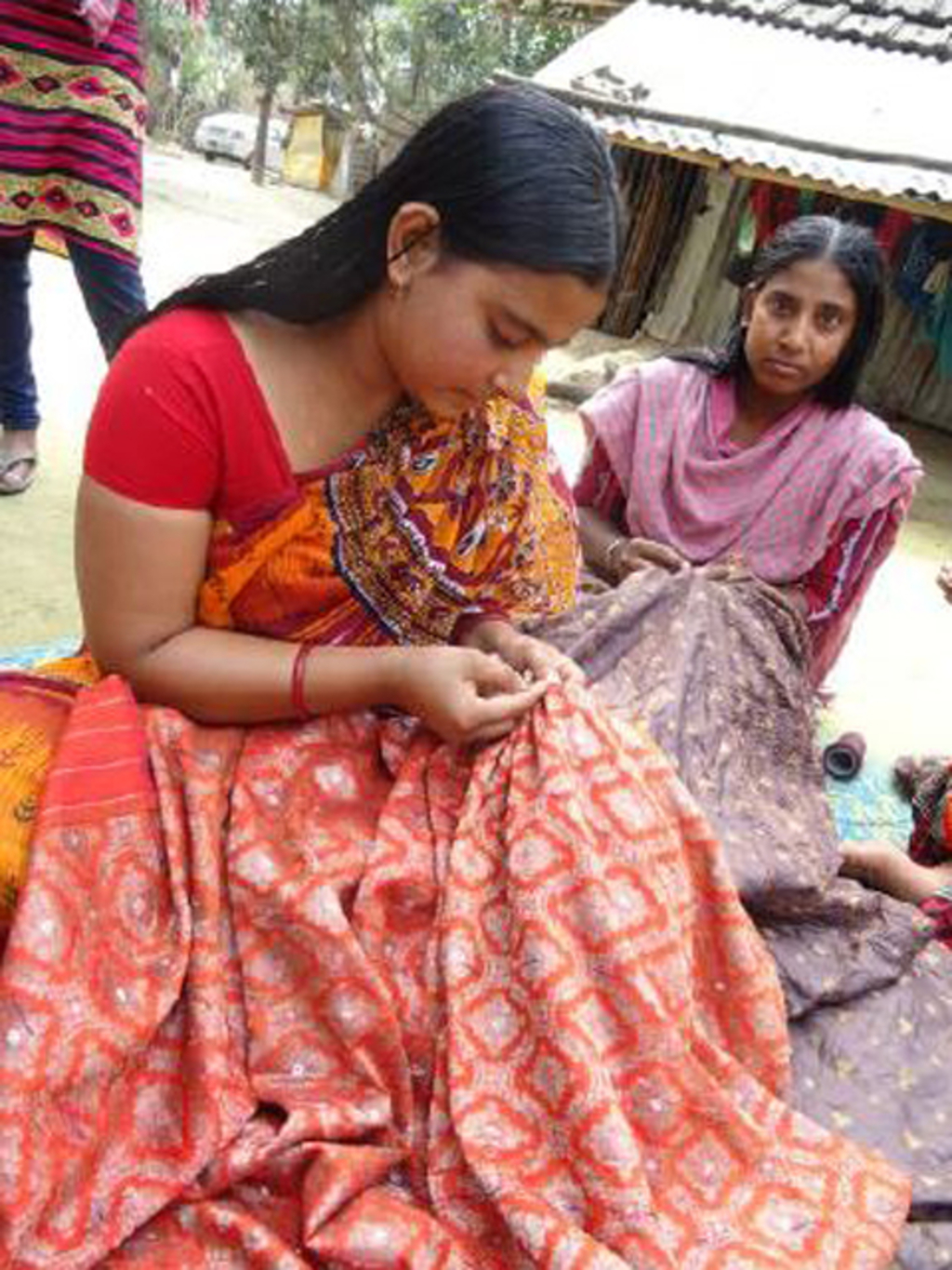 Kantha-Stickerinnen in Marajpur, Indien | Kantha Embroiderer in