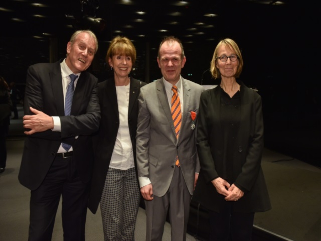 Der Intendant der Kölner Philharmonie Herr Louwrens Langevoort, OB Henriette Reker, François-Xavier Roth, die französische Kulturministerin Françoise Nyssen